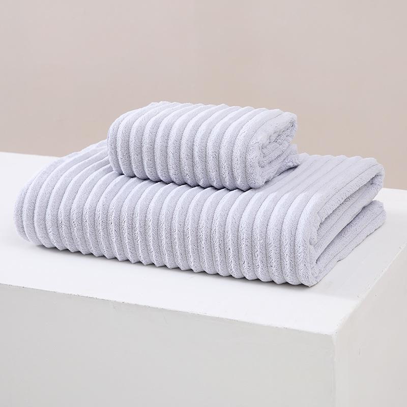 Bamboo Velvet Coral Fleece Bath Towel Set - Soft, Large, Thick, Absorbent, 3-Piece Adult Collection