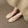 Fashion 2024 Summer Slippers Women Genuine Leather Shoes for Women Pointed Toe Chunky Heel Mules Sandals Women Hollow Out Ladies Shoes