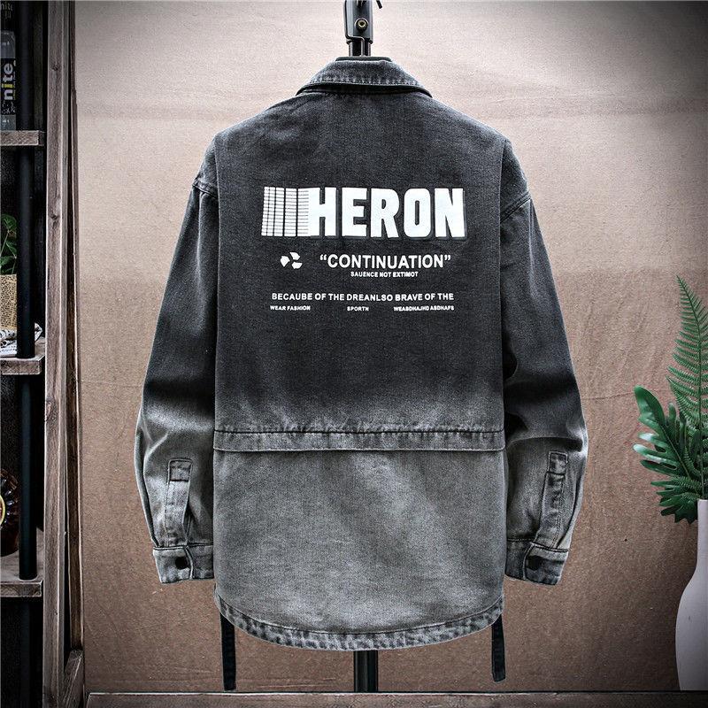 Spring Men Solid Lapel Denim Jackets Fashion Jeans Jackets Loose Fit Casual Black Blue Coats