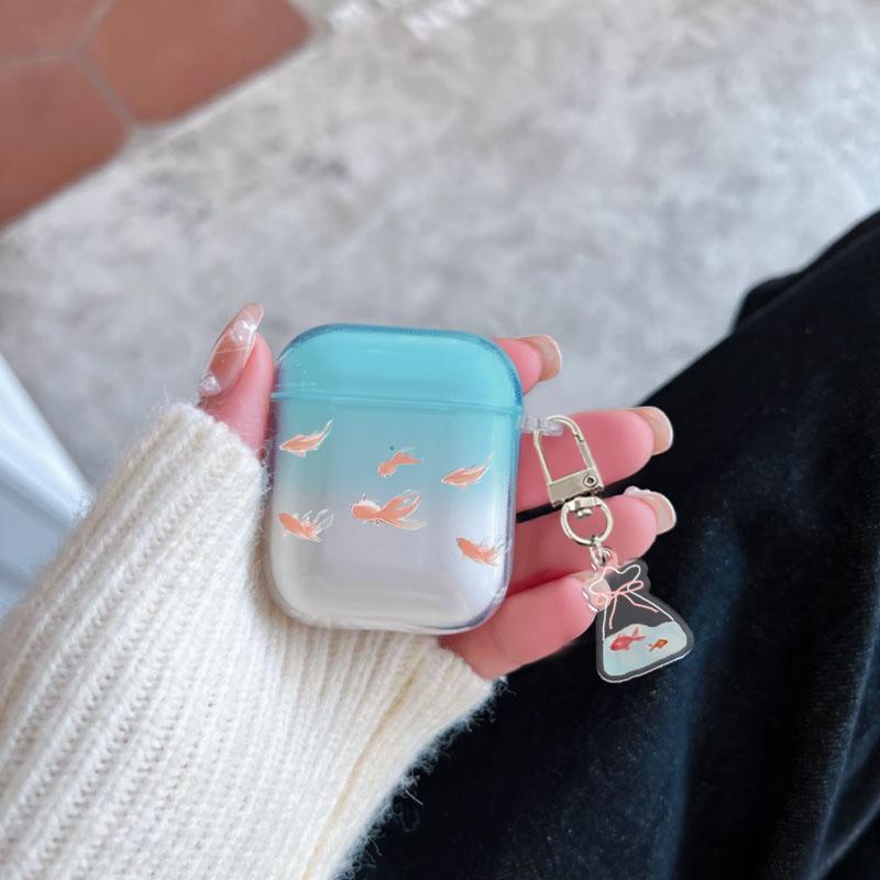 Blue Gradual Change Goldfish Pattern iPhone Earphone Case for AirPods 1/1/1/1 /pro/pro1