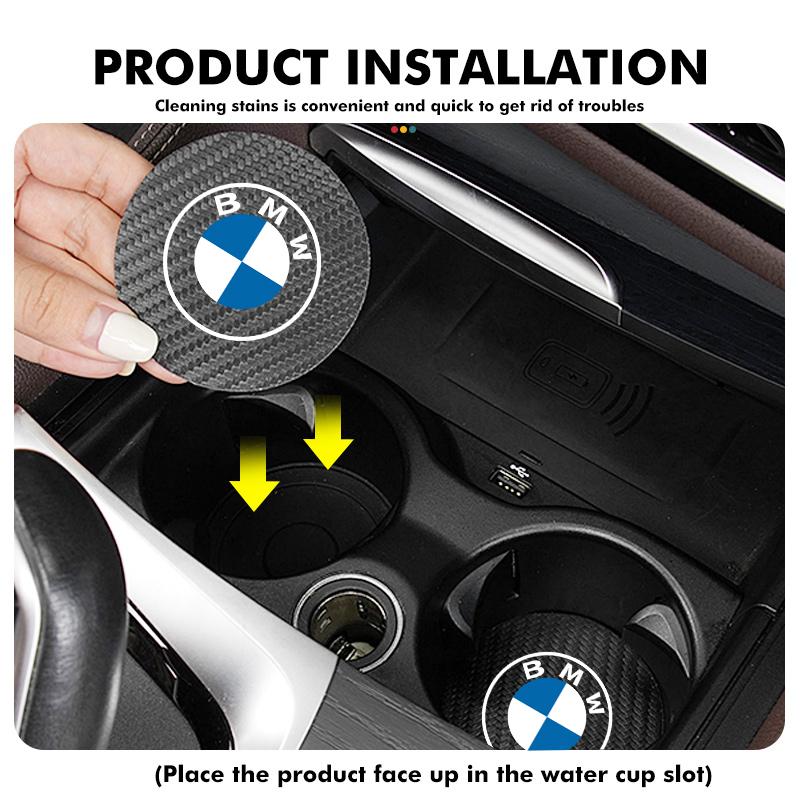 2pcs Car Coaster Water Cup Holder Anti-Slip Pads Accessories For BMW 1 3 5 7 Series M F01 F20 F10 F13 E52 E53 E60 E93