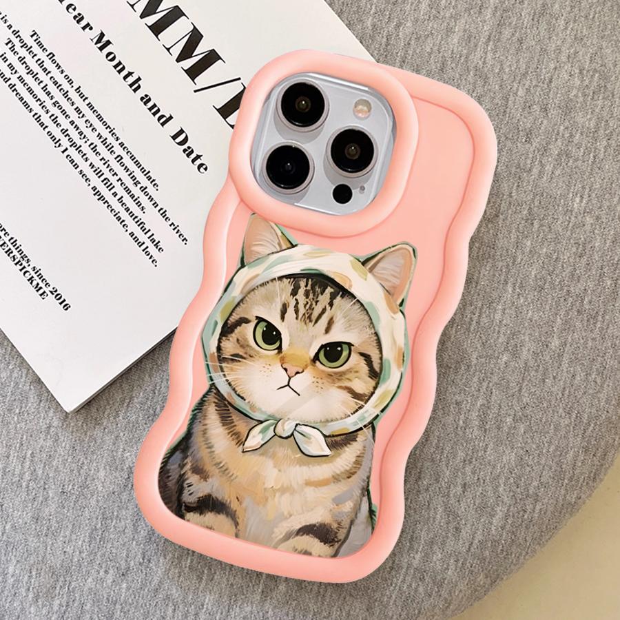 Soft Phone Cover Case for iPhone 16 Pro Max 8 12 13 17 Air 14 15 Plus XR 11 Cartoon Cat