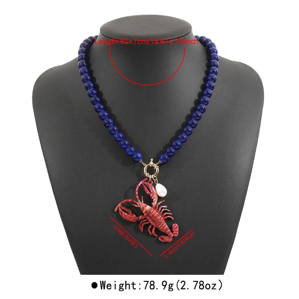 Ocean Style Pendant Necklace Bohemian Beach Vacation Chain Necklace Lobster Bead Necklace  Women