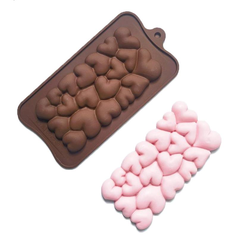 Kaffeefarbene Vollseitige Herzförmige Silikon-Schokoladenkuchenform Küchenutensilien