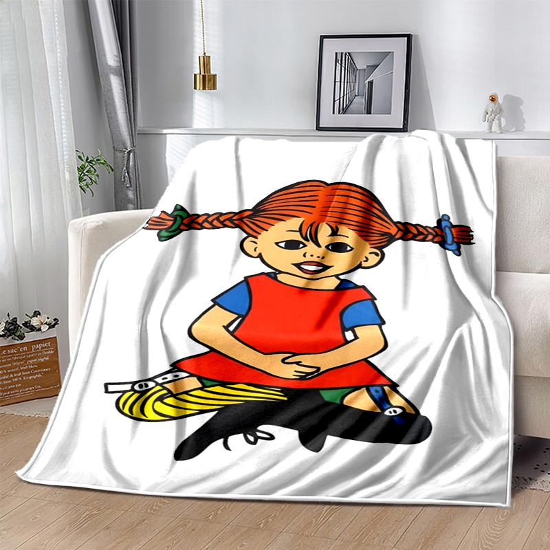 Coperta in Flanella di Pippi Calzelunghe Morbida Calda per Tutte le Stagioni, Design per Campeggio, Viaggio in Auto, Escursionismo Divano, Letto, Ufficio Regalo Perfetto per Feste