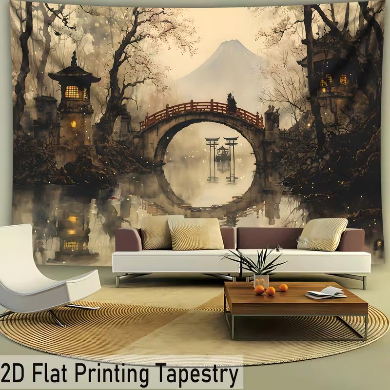 2D Zen-Garten Berg Fuji Wandteppich Ästhetische Heim-Hintergrunddekoration