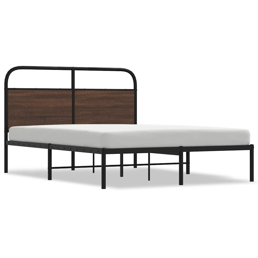 Bed Frame Without Mattress 135 X 190 Cm Brown Oak Effect