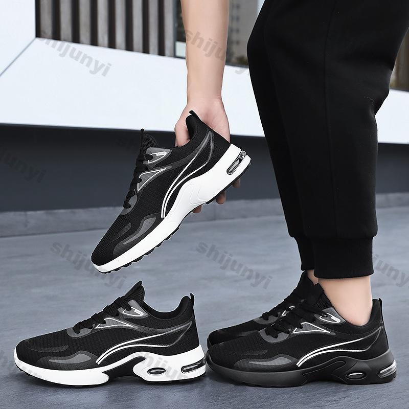 Fashion Men's Sneakers Autumn Breathable Non Slip Lace Up Outdoor Sports Shoes Lightweight Comfortable Soft Sole Fly Weave Casual Shoes