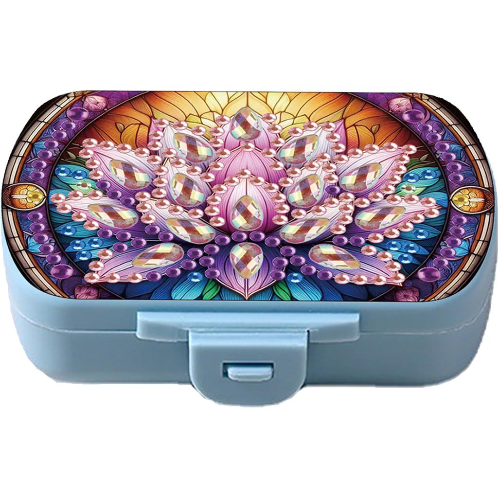 Heart 5D DIY Diamond Painting Dot Pill Case Diamond Painting Pill Dispenser 6 Grid Moisture-proof Pill Organizer for Art Craft