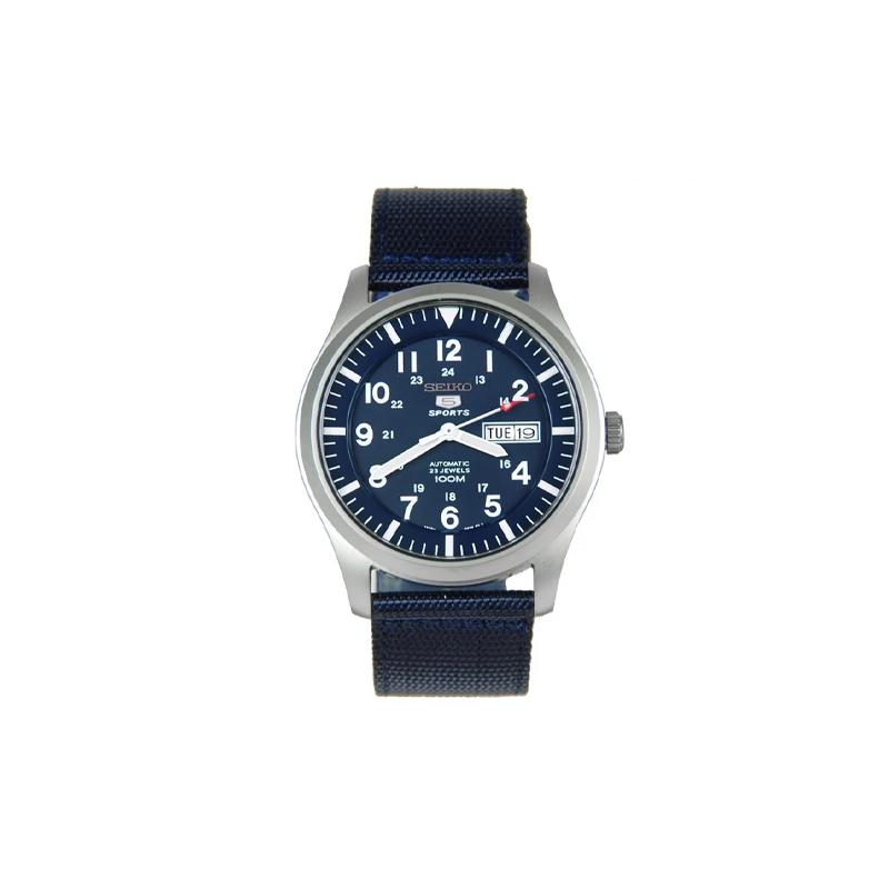 SEIKO 5 Series Blue Men s Waterproof Automatic Mechanical Watch Date Display Luminous Automatic Nylon Strap Men s Watch Blue Dial SNZG11K1 синий