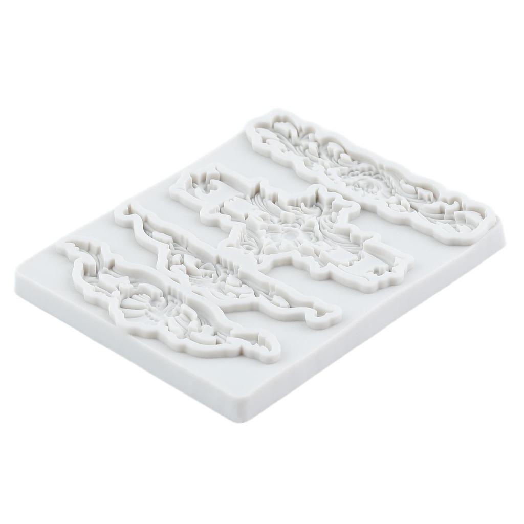 Barokk Bord Silikonformer Relief Blomst Fondantform Kakedekoreringsverktøy Cupcake Topper Godteri Sjokolade Gumpasteform