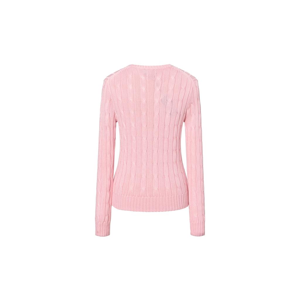 Polo Ralph Lauren SS23 Solid Color Logo Embroidered Slim Fit Cable Knit Sweater Women Sweater Pink WMPOSWENC020592-650