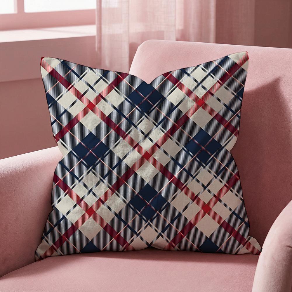Checkered Pattern Cushion Cover MultiScene Pillow Cover for Home Car Reversible Soft Durable for Daily Use