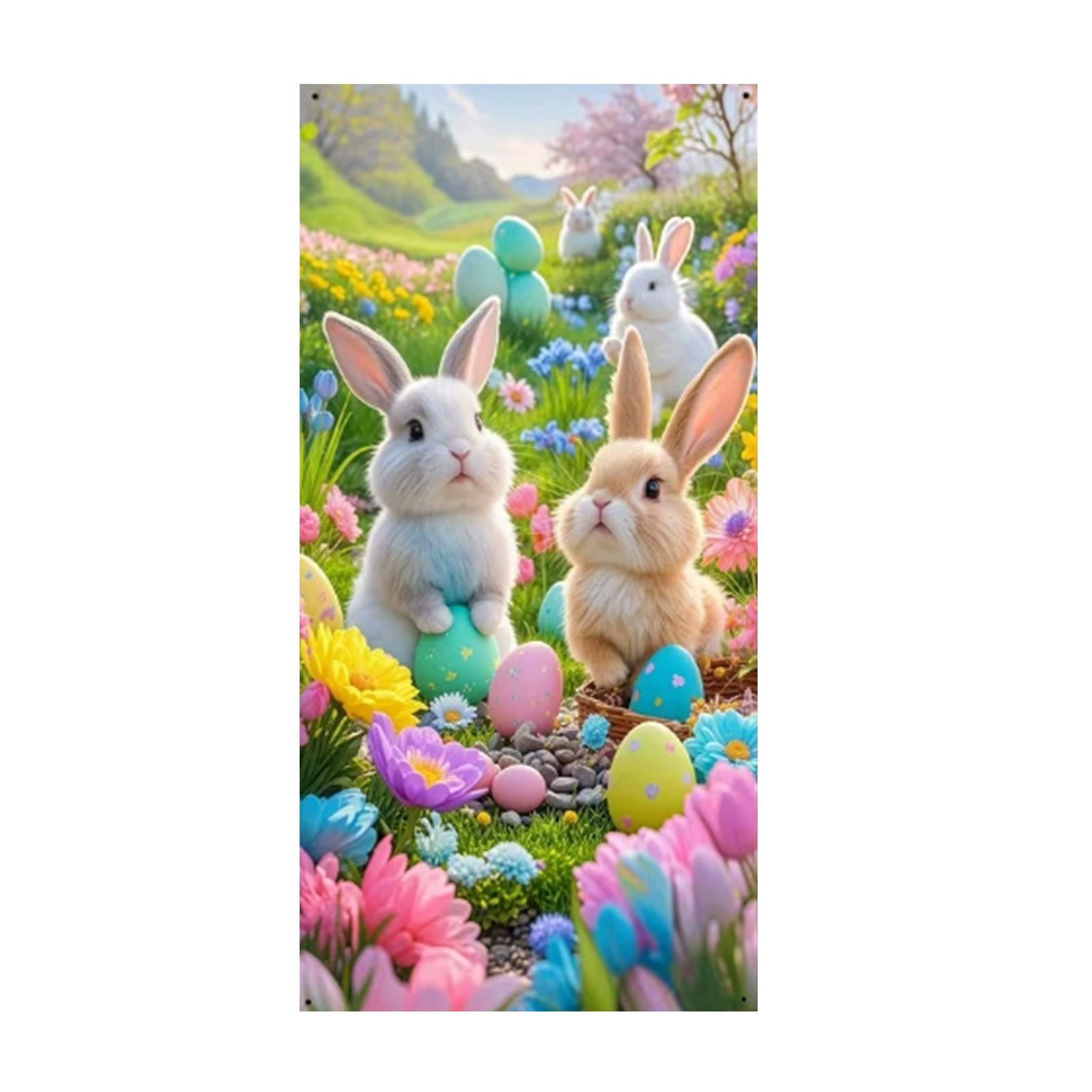 Пасхальный навес на дверь, Пасхальный кролик - украшение на дверь, Пасхальное яйцо - подвесное украшение, Приветственный баннер на входную дверь крыльца, Товары для вечеринки