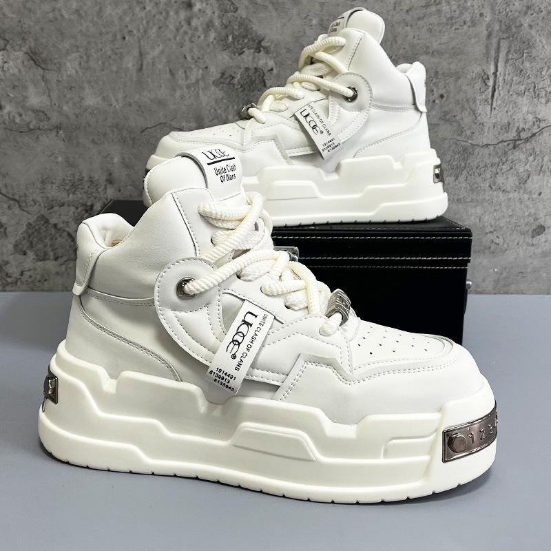 Fashion Men's Platform High Top Casual Shoes Korean Student Comfortable Soft Bottom Sneakers Versatile Trend Board Shoes Tenis Masculino