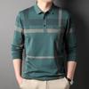 Primavera e Autunno Nuova Polo Casual a Maniche Lunghe con Risvolto da Uomo T-Shirt da Uomo in Cotone Lavato con Taschino Vero