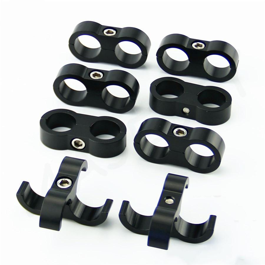 8pcs AN -6 AN6 14MM Braided Hose Separator Clamp Fitting Adapter Bracket Black