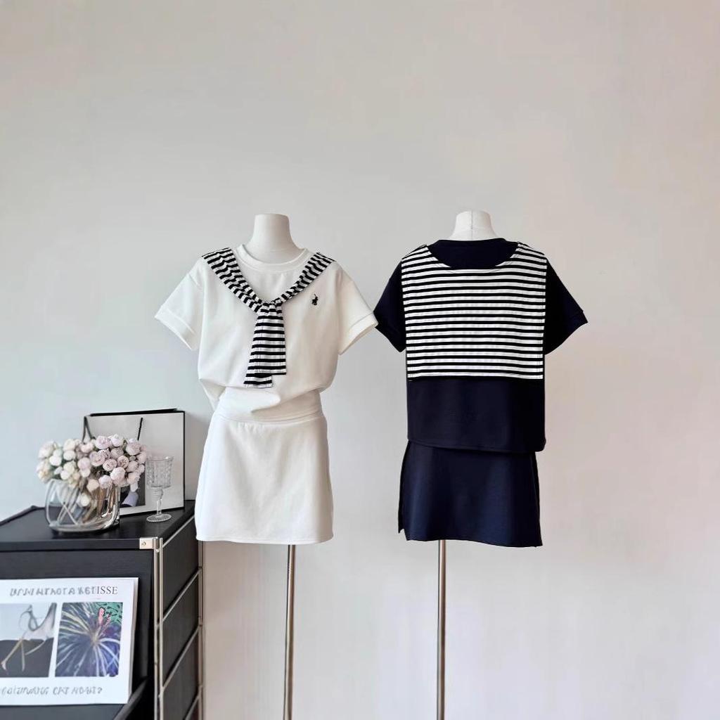 Korean Style Casual Sporty Women's Summer Three-Piece Outfit - Loose Pony Shawl Set