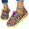 New Women's Shoes Lace-up Color Low-top Single Shoes Women's Graffiti Lazy Canvas Flat-soled Single Shoes