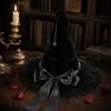 Women's Pointed Witch Hat with Velvet and Wide for Halloween Gothic Costume