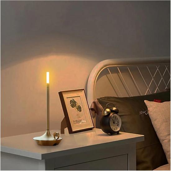 LED Metal Desk Light Touch Switch USB Charging Bedside Decorative Light Bar Atmosphere Creative Candle Desk Light Vintage Lamp(Grey)