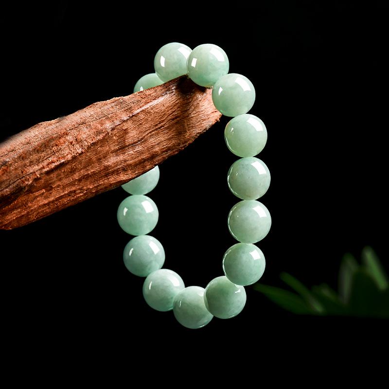 13mm Round A-Grade Jadeite Beads Bracelet - Unisex Style Jade Hand Jewelry
