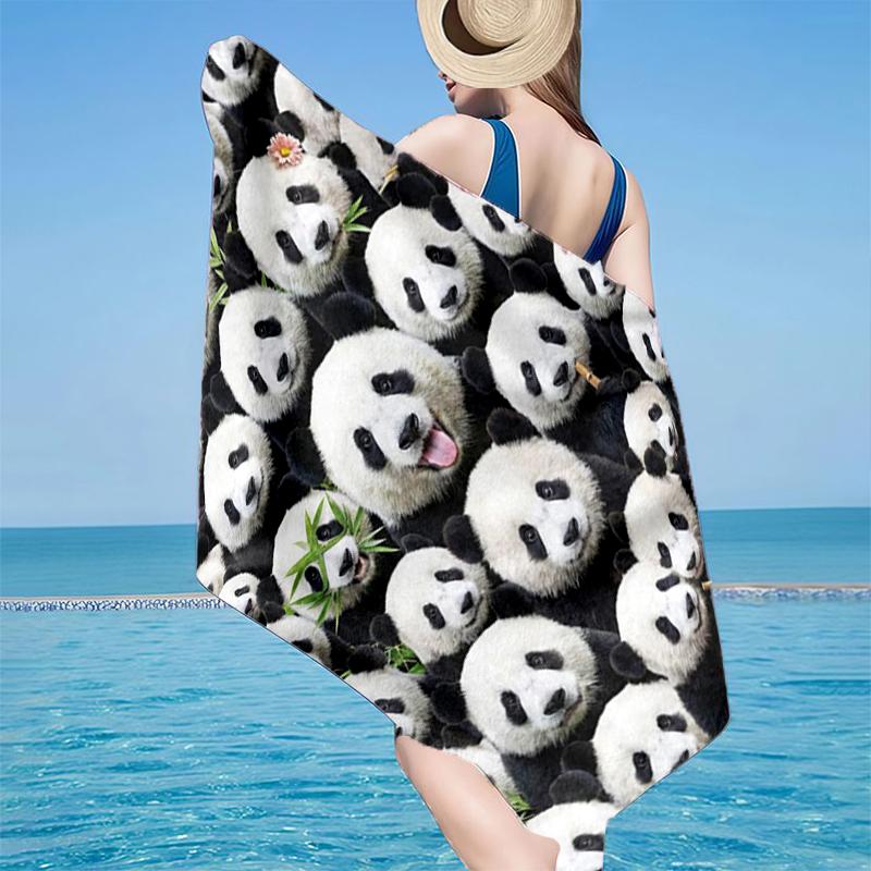 Colorful Panda Love Beach Towel, Super Soft Microfiber, Gift for Her/Him, Birthday, for Pool, Beach, Travel, Home Decor Fan gifts