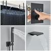 Matte Black LED Thermostatic Shower Faucet 40*80 Large Rain Waterfall Shower System Button Control 3Ways Mixer Installation Arm