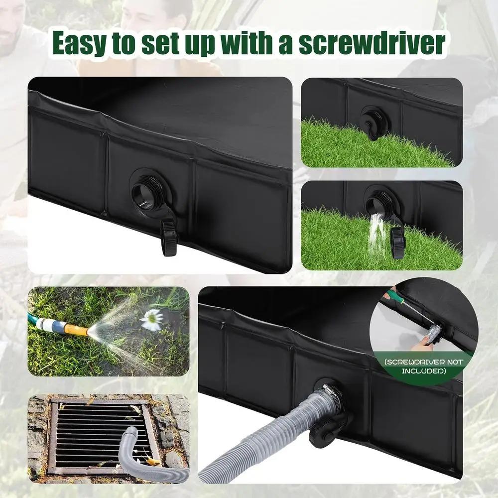 Outdoor Square Foldable Tent Water Tray, Storage Pool Baby Fishing Pool, Shower Water Basin for Camping, Hiking