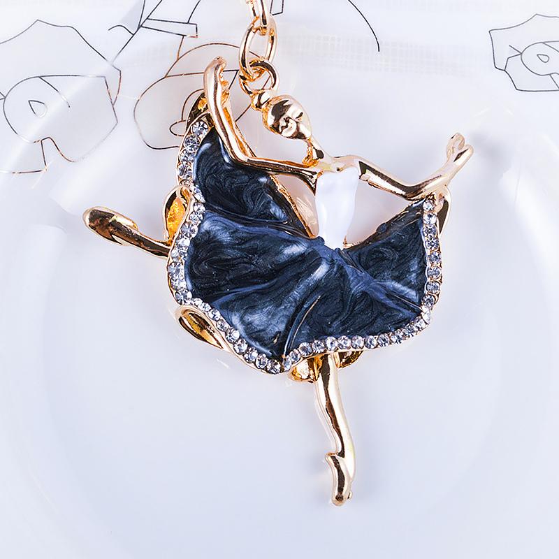 1PC Zinc Alloy Elegant Crystal Key Chain Fashion Ballet Girl Pendant Exquisite Keys Cars Accessories Ballerina Trinket Rhinestone
