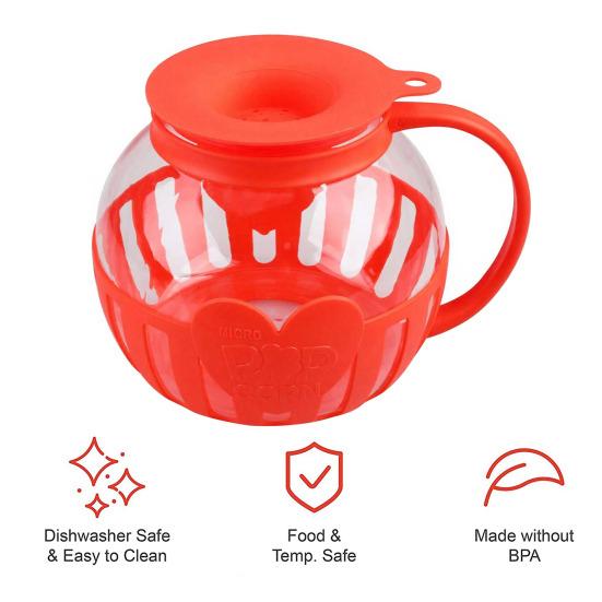 Máquina de Pipoca para Micro-ondas Pipoca de Vidro Borossilicato com Tampa de Dupla Função para Lanches Saudáveis Caseiros Preparo Rápido de Pipoca