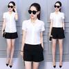 White Shirt Female Short Sleeve Shirt Fashion Bodycon Leisure Chiffon Blouse Tops
