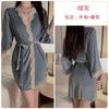 Women's Velvet Lace Warm Low Cut Sleep Dress with Robe Lounge Set