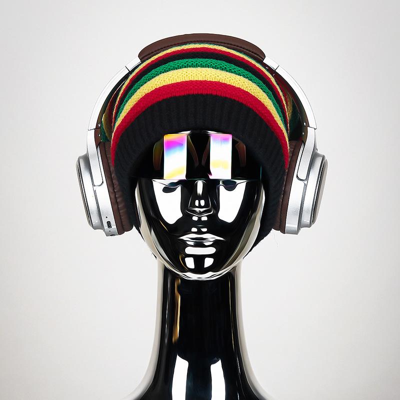 Muži Ženy Podzim Zima Barevná Pruhovaná Vlněná Čepice Duhová Pletená Teplá Čepice