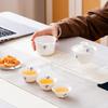 Dehua White Porcelain Sheep Fat Jade Travel Outdoor Portable Car-mounted Outing Kung Fu Tea Set Storage Bag