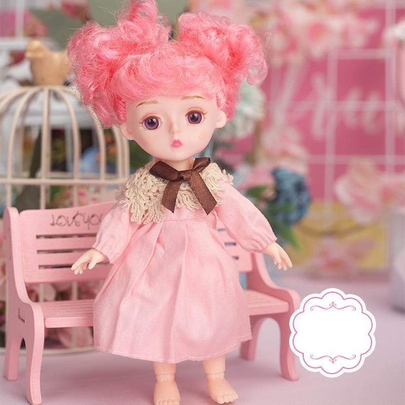 15CM Mini Movable 13Jointed Doll Girls Toy 3D Big Eyes BJD Princess Full Outfits Dresses Collection Childrens Doll Gift