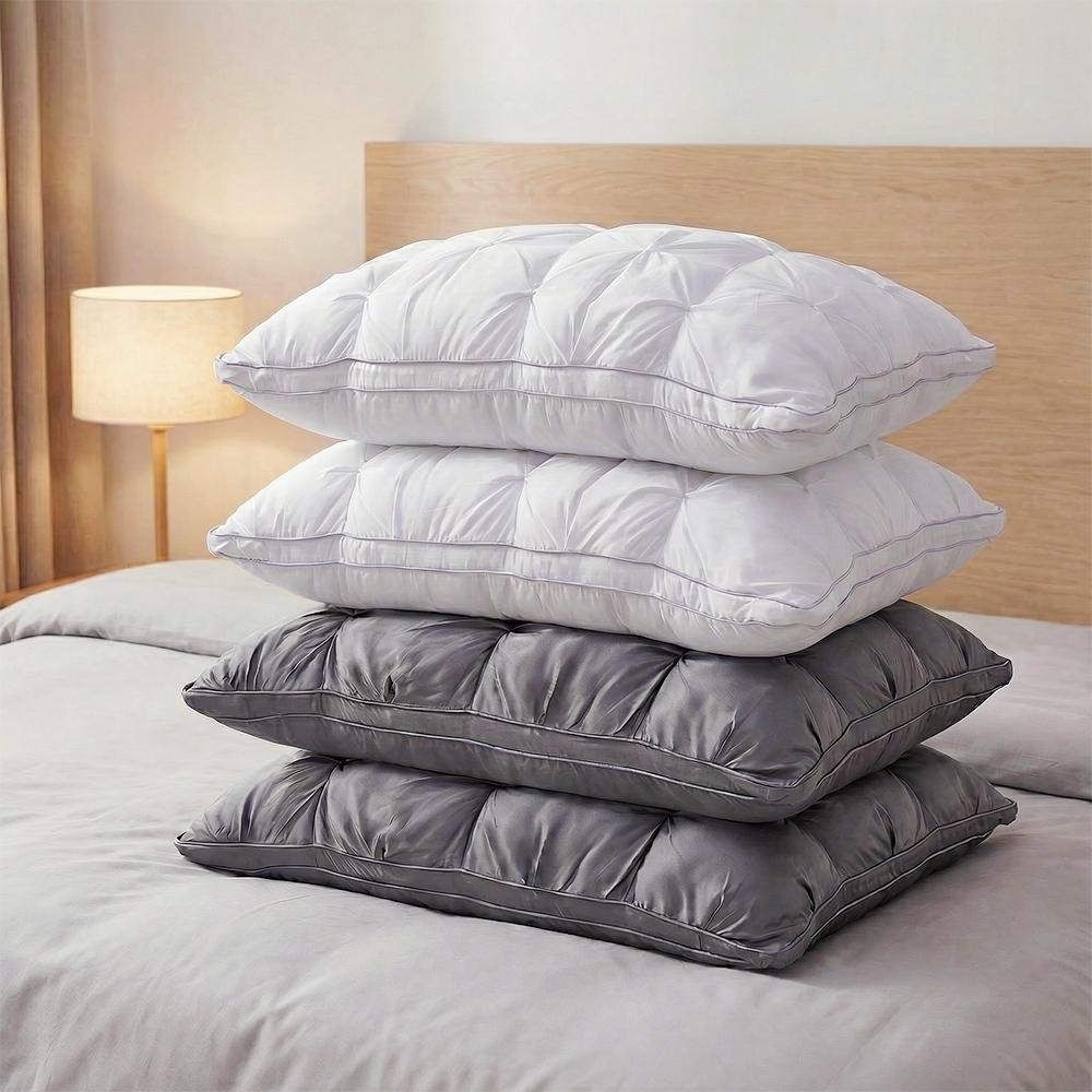 1/2-Pack 3D Bread-Shaped White Pleated Pillow – Ergonomic Neck & Spine Support, Moisture-Wicking, Ideal for Relaxing Sleep, Bedroom, 74×48cm