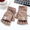 Plush Flip-Top Faux Mink Velvet Half-Finger Gloves - Thick Warm Knit for Autumn/Winter Writing