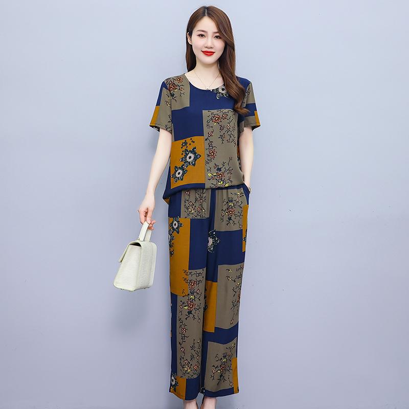 Sommarbyxset för kvinnor 2 delar Nytt avslappnat tvådelat set Kvinnokläder Koreansk stil Sommarkläder