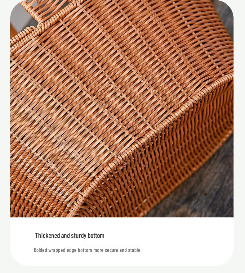 Large Retro Flip-Top Wicker Picnic Basket - Ideal for Outdoor Shopping and Storage of Fruits and Vegetables