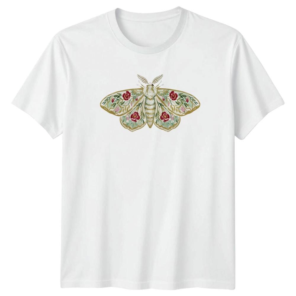 Floral Moth TShirt Nature Garden Gift For Him And Her