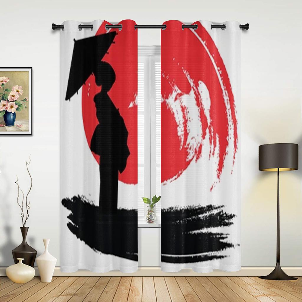 Geisha Japanische Fenstergardinen für Wohnzimmer Schlafzimmer Luxus Modern Küchengardinen Stoff Vorhänge