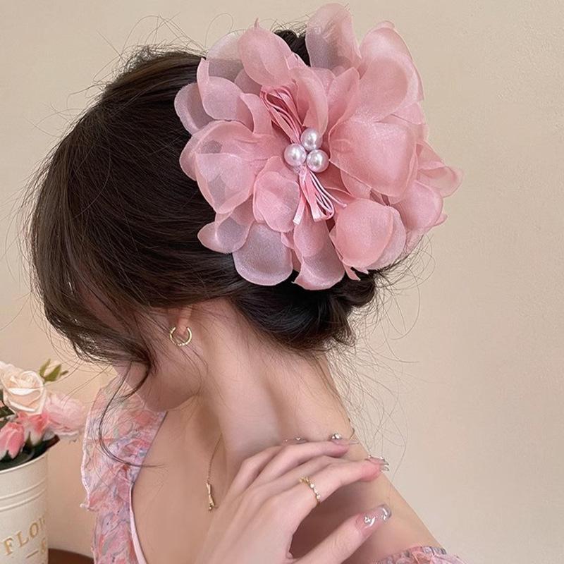2025 Šik Květinová Spona do Vlasů ze Síťoviny pro Ženy