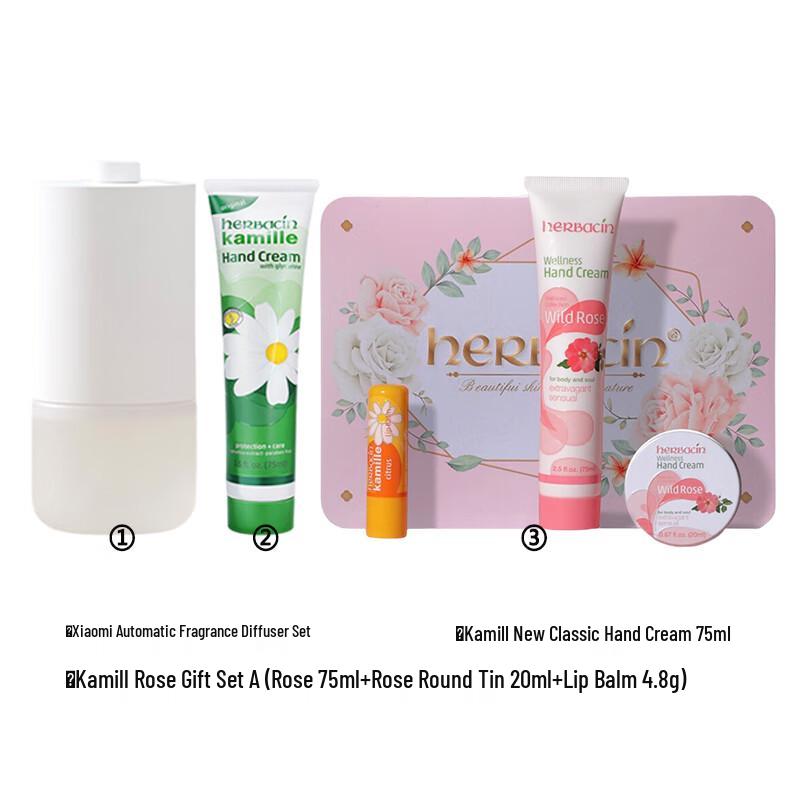 Herbacin Chamomile & Rose Gift Set with Hand Cream & Aroma Diffuser