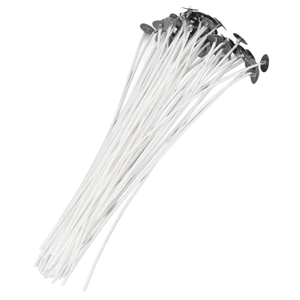 50pcs Candle Wick Pre Waxed 20cm Low Smoke Metal Sustainer Tab for DIY Candle Making