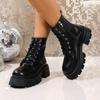 Fashion BLACK and White Boots Winter Shoes Women Ankel Boots Goth Shoes Platform Boots Snow Booties Woman Large Size Warm Botas 3223