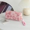 Classroom Pencil Pouch Plush Love Heart Case, Large Capacity Stationery Organizer Soft Cosmetic Bag Pouch, Multi-function Zipper for School Office Use