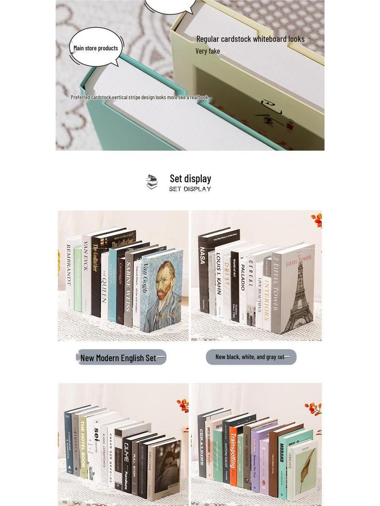 Luxury Decorative Fake Books: English Book Models for Photography and Home Decor