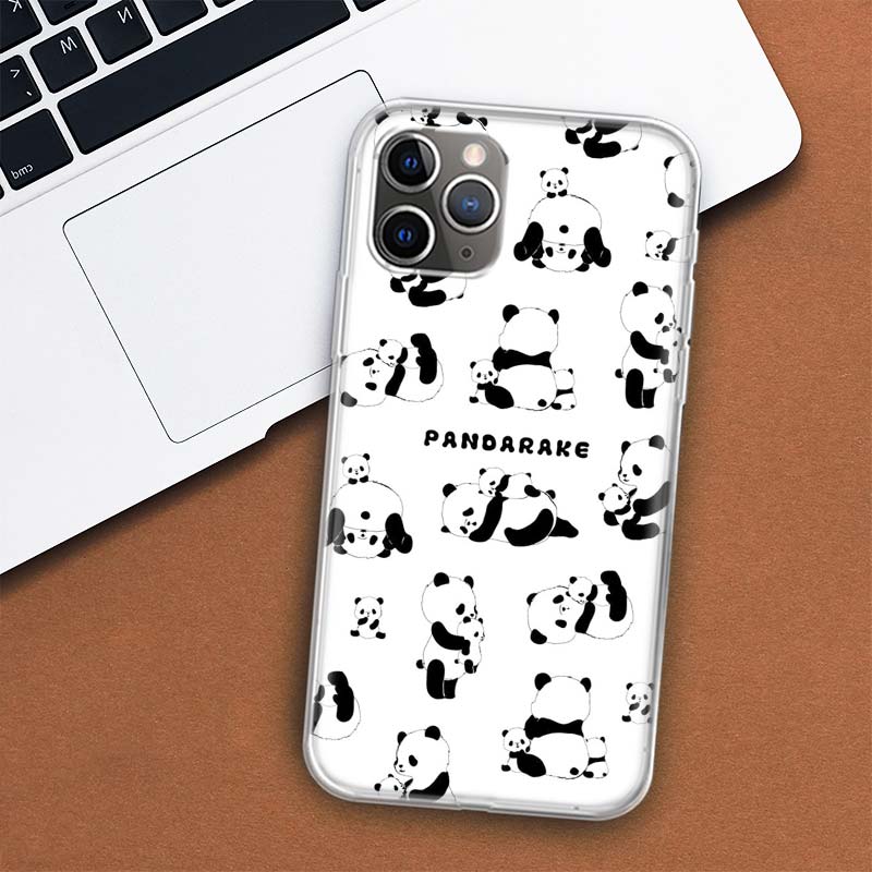 Cartoon Niedlicher Panda Bär Handyhülle Für Apple iPhone 11 12 13 14 Pro 7 XR X XS Max 6 6S 8 Plus + Mini 5 SE Druck Weiche Hülle Coque
