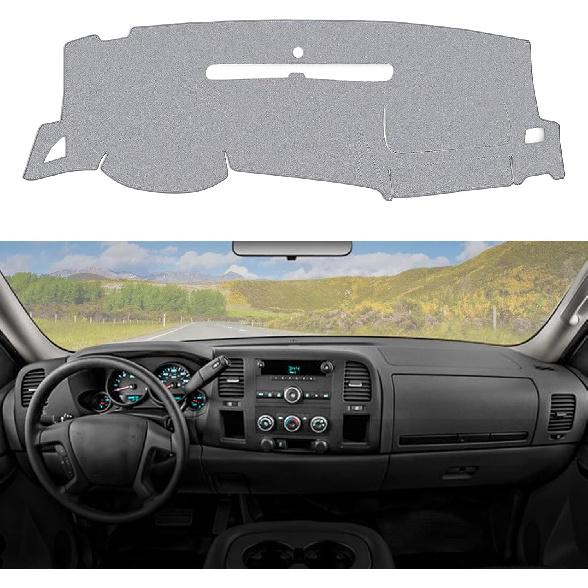 Dashboard Dash Cover Mat Carpet Compatible with 07-13 GMC Sierra(SL,SLE,or Work Truck Only) with Two Glove Boxes and 07-13 Chevrolet Silverado(LS,